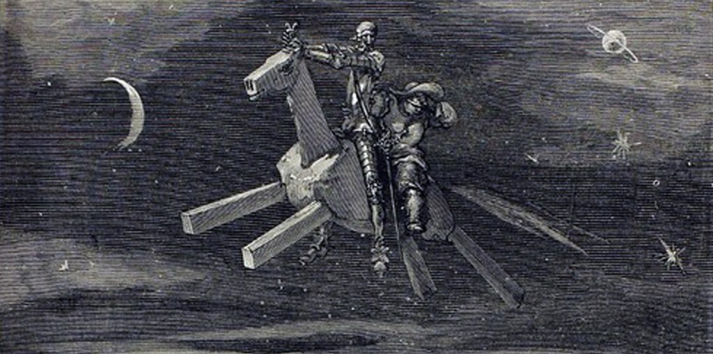 Don Quijote y el caballo volador, de Miguel de Cervantes, por Antonio&nbsp;Cruzans.