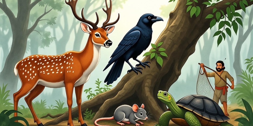 Los cuatro amigos y el&nbsp;cazador